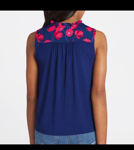 Nwt 41 Hawthorn Orlee Top Blue Floral Ruffle Sleeveless Blouse - XL Petite - Picture 2 of 5
