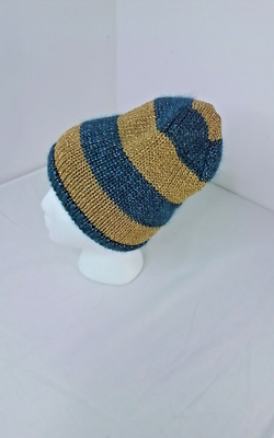 Gucci Beanie Gold + Teal Mohair Blend Metallic #W2550 | eBay display picture 3