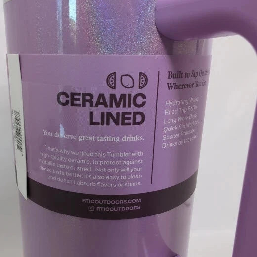 Vaso de viaje por carretera RTIC 40 oz - forrado de cerámica, púrpura lavanda, nuevo Foto 3 de 4
