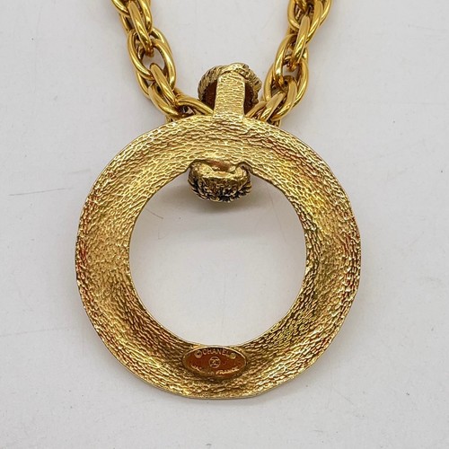 Authentic Chanel Swing Hoop Engraved Gold Plating 160.67gNecklace W/Box SE050040 - Picture 12 of 13