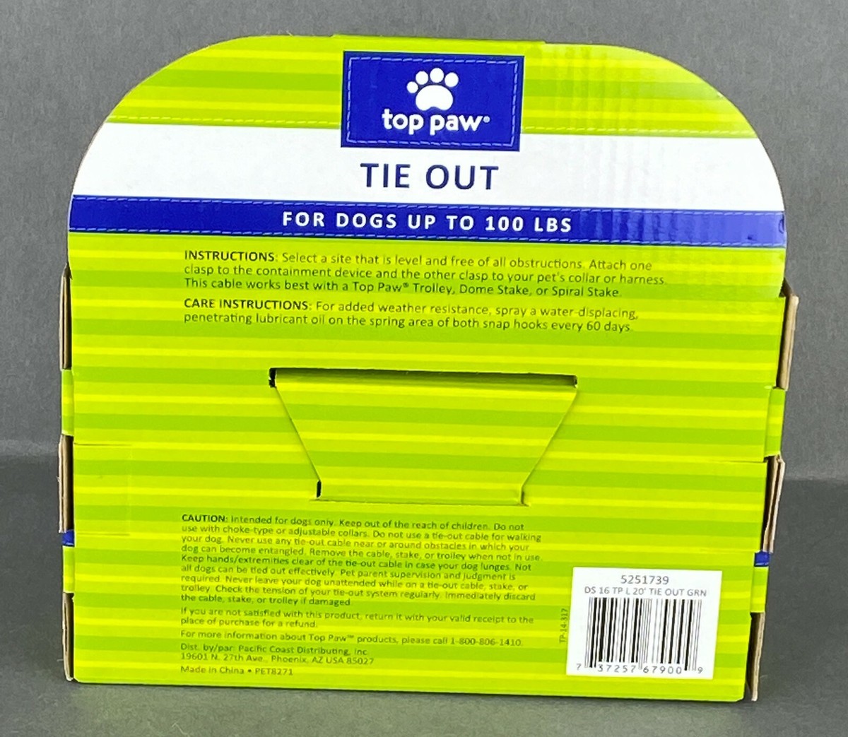 Dog Tie Out Top Paw Large 20 Feet Up To 100 Pounds New