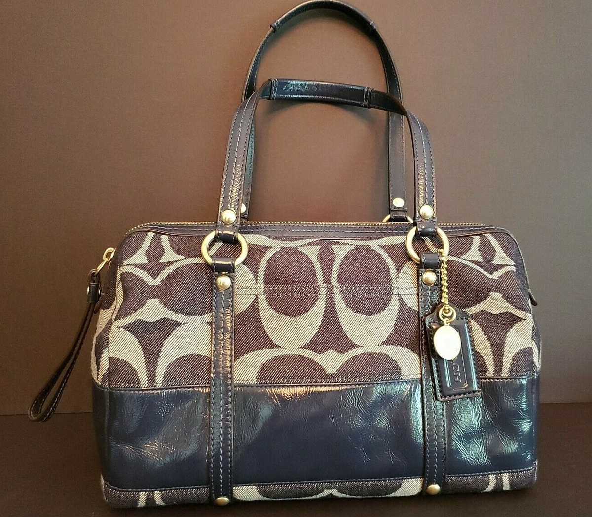 COACH Signature Denim Satchel Bag Purse Tote Handbag Blue