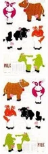 Mrs. Grossman's Stickers - Chubby Cows - Cow with Milk Bottle - 4 Strips