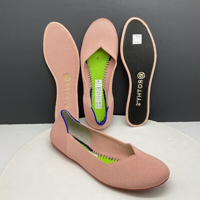 Rothys The Flat Shoes Womens 7.5 Coral Pink Knit Slip On