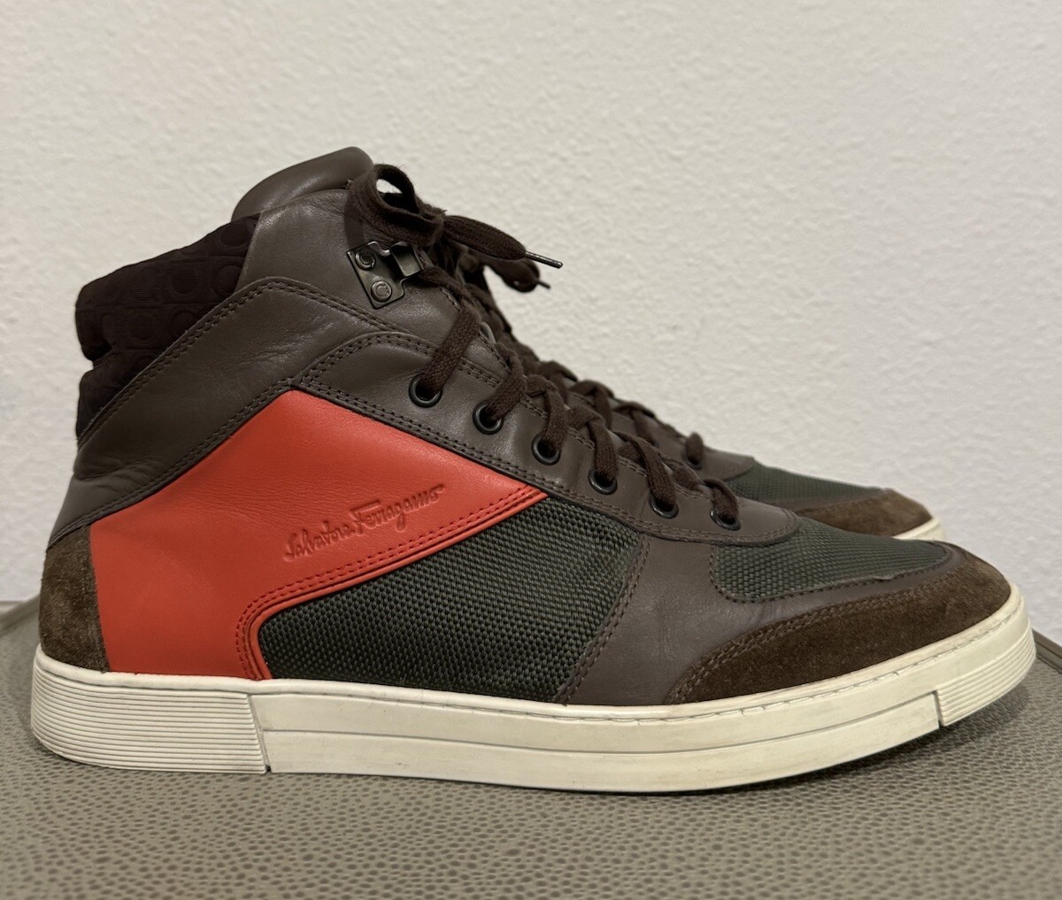 SALVATORE FERRAGAMO MULTI-COLOR HIGH TOP SNEAKERS MEN’S SZ EE
