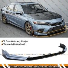 JDM MC Style Sonic Gray + Black Front Bumper Lip Splitter For 22-24 Honda Civic