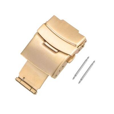 Fold Watch Deployment Clasp for 22mm Metal Watch Band Gold Tone