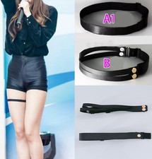 Women Kpop Style Sexy Goth Gothic Comic Simple Black Garter Brace Suspender Belt