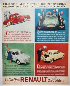 1959 Renault Dauphine Le Car Hot Vintage Print Ad
