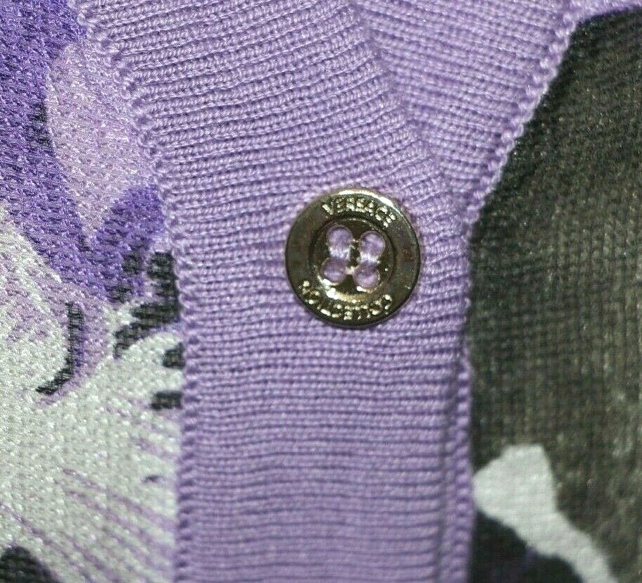 Top cardigan VERSACE COLLECTION fiori barocchi tecnica mista taglia US M IT 44