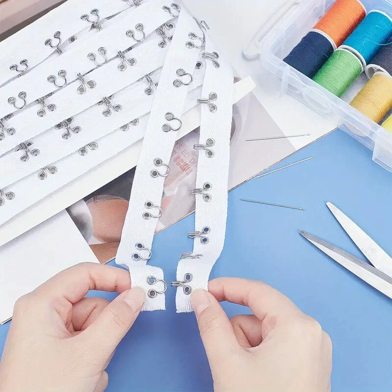 Cinta de sarga de algodón con ribete de gancho y ojo de 3 yardas para corsé sujetador coser artesanía larga Foto 4 de 4