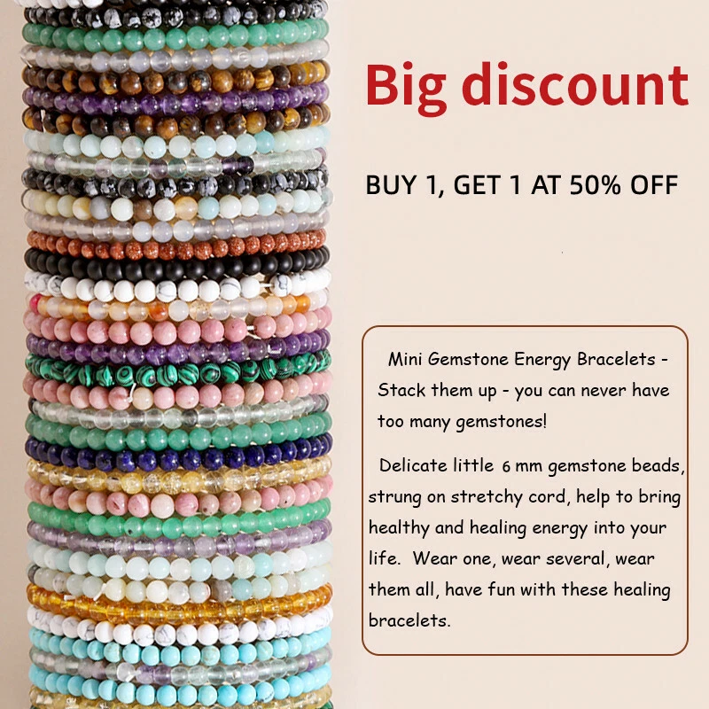 6mm Natural Stone Beads Onyx Rhodonite Amazonite Bracelet Women Men Jewelry - Image 3 of 4