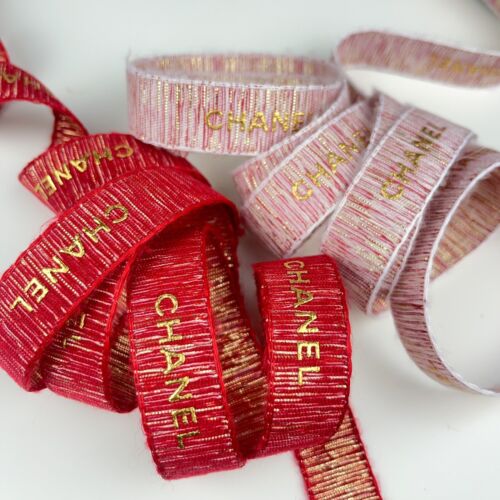 2 Yards of Chanel LE Holiday Gift Wrap Ribbon (1 Yard Red+1 Yard Pink) - Picture 3 of 6