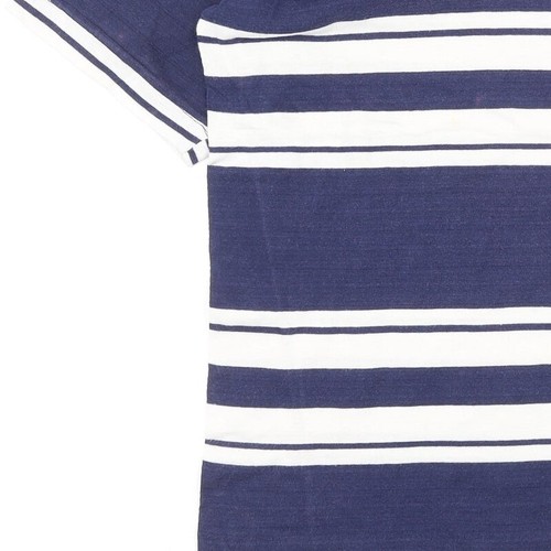 Camiseta básica de pomelousse para mujer a rayas azules 100 % algodón talla 10 cuello redondo - Imagen 12 de 12