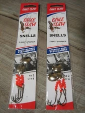 2 Pks Eagle Claw Fishing 2-Way Spinner Snells 129N Fish Hooks - Size 2 - Nickel