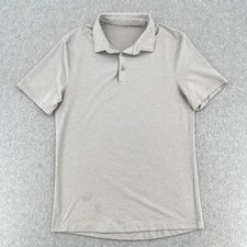 Lululemon Shirt Men's Small Light Gray Short Sleeve Stretch Activewear Gym Polo