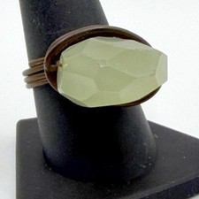 Handcrafted Wire Wrapped Green Stone Ring Artisan Style Size 8.75