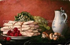 Billing M. Still Life Asparagus Artichokes Mushrooms Cherries