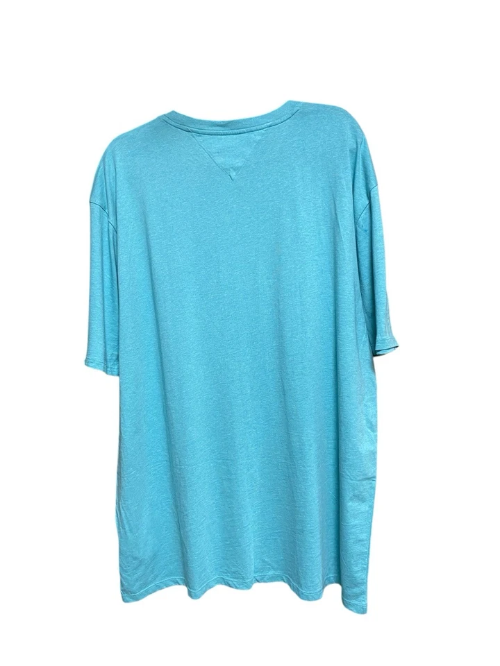 Tommy Hilfiger Hombre XXL Azul Claro/Verde Cuello en V Bandera Logo Manga Corta Camiseta Foto 2 de 4