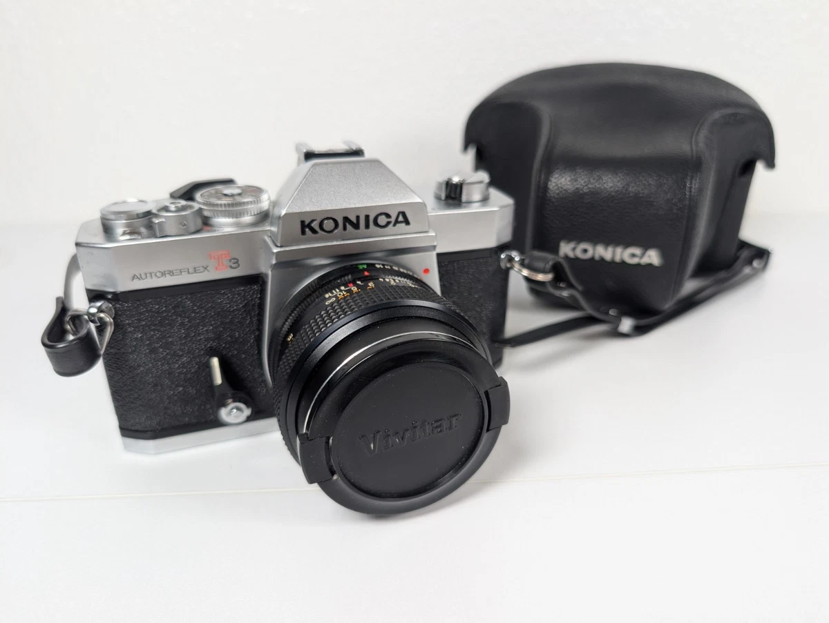 希少 Konica Autoreflex T3 + Hexanon 50mm VINTAGE Konica Autoreflex T3 Chrome SLR Camera, Hexanon AR 50/1.7