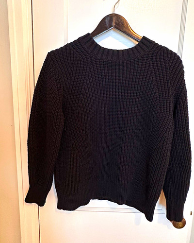 Everlane Women’s Black Rib-Knit Crewneck SweaterCotton, M