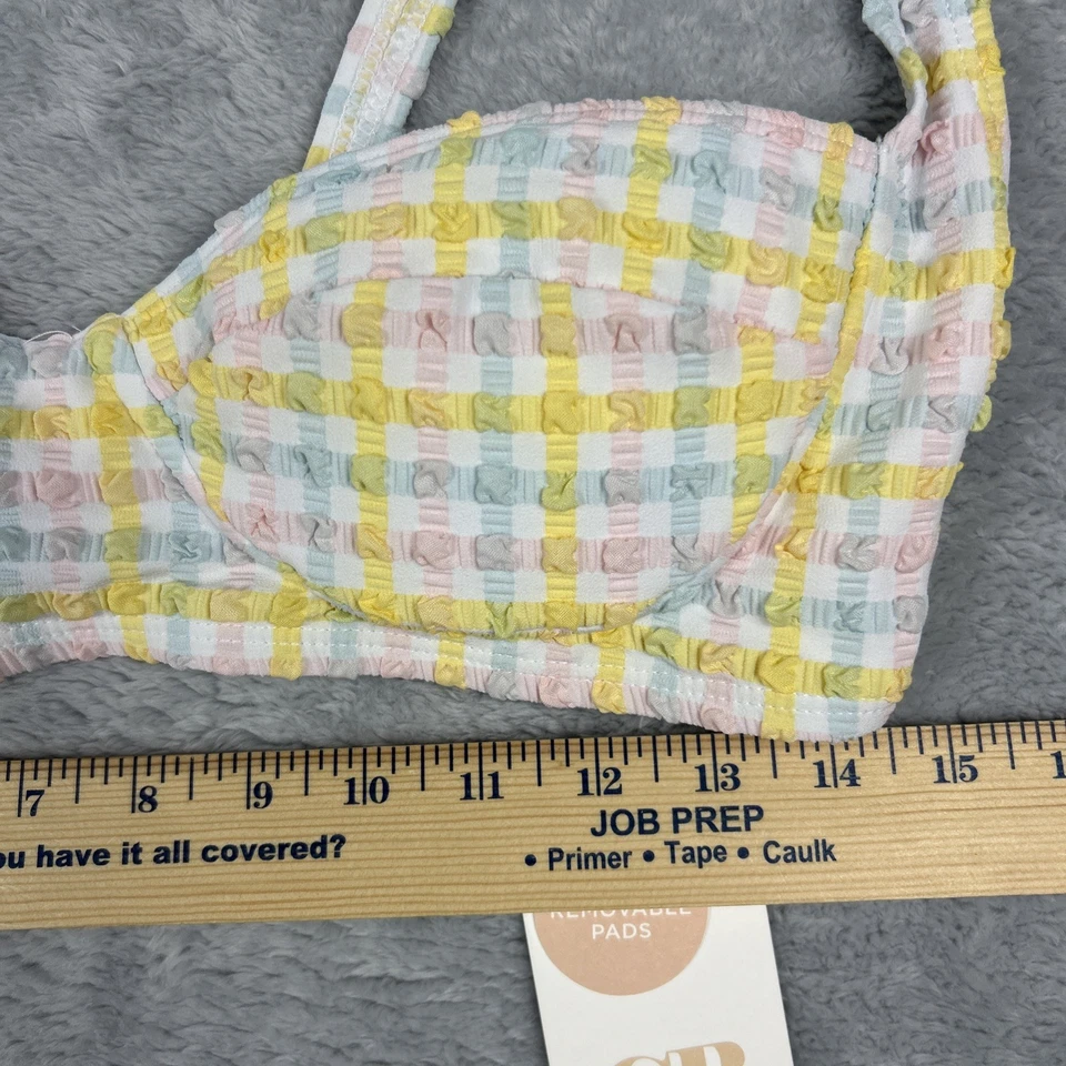Bikini Top para mujer GB XL Pink Crush Seersucker Almohadillas mínimas extraíbles Foto 3 de 4