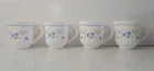 Vintage Arcopal Romantique Cups 4 White Milk Glass Blue Floral France