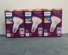 3 Philips 45-Watt Equivalent R20 Smart Wi-Fi LED Color Changing Light Bulb Pow