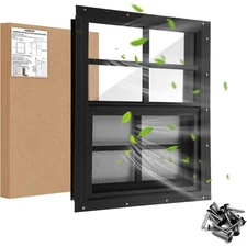 16" W x 16" H Shed Window,Sliding Window Aluminum Grey Flush Mount with Tempered