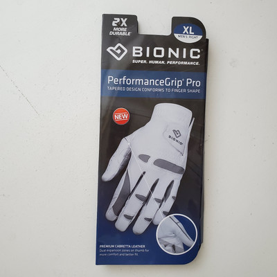 Bionic Men's Right Hand Performance Grip Pro Golf Glove - White, NEW Size XL