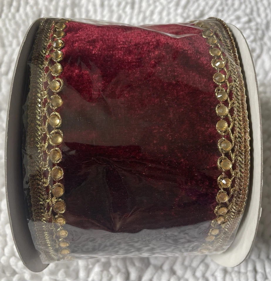 Cinta de borde joya de terciopelo Regency International Burgandy, 4" X 10 yardas precio de venta sugerido por el fabricante 75 $ Foto 4 de 4