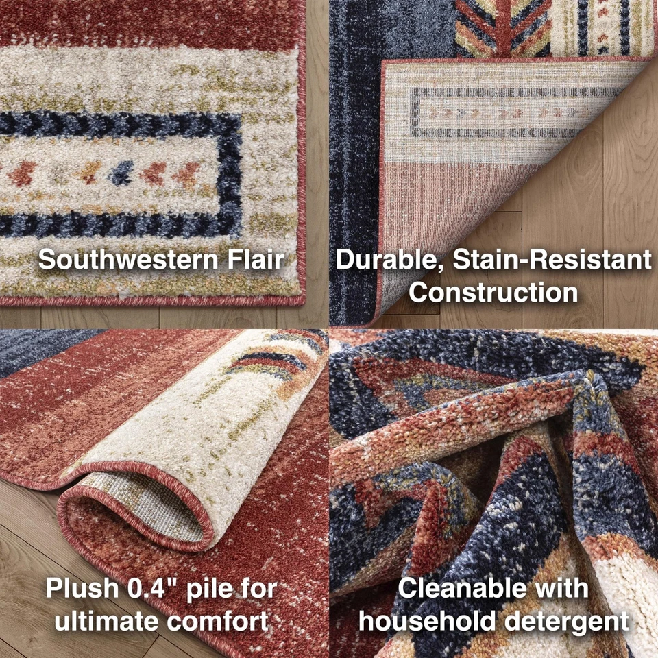 Alfombra bien tejida Dustin carmesí medallón suroeste 8x10 (7'10 pulgadas x 10'6... Foto 4 de 4