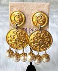 ERWIN Pearl Vintage Baroque Runway Hollywood Byzantine Gold Statement Earrings — photo 1