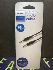New Sealed Pkg Philips Audio/Video 3.5mm Black Audio Cable for All Brands 6  B1