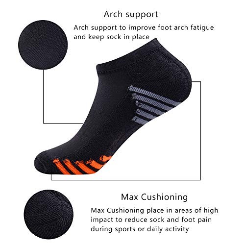 Mens Athletic Low Cut Ankle Socks Cushioned Running One Size Black 6 Paris - Picture 3 of 6
