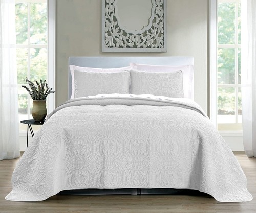 Quilt Set King/California King Size White - Oversized Bedspread - Soft Microf... - Bild 2 von 6