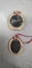 ENESCO PEWTER VINTAGE MINI PHOTO FRAMES, LOT OF 2, OVAL & Circle FRAMES, 1991