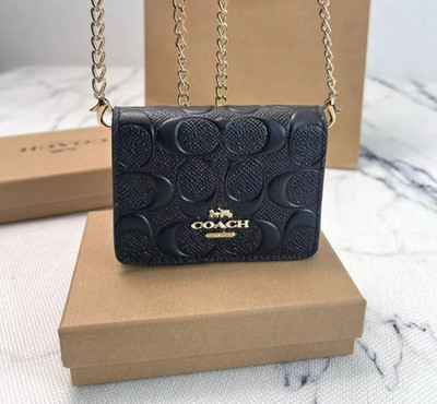 Black C7361 Mini Wallet on a Chain with In Signature Print SHIP FROM US