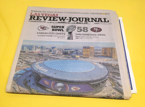 LAS VEGAS REVIEW JOURNAL NEWSPAPER ALLEGIANT STADIUM FIRST SUPERBOWL 2024