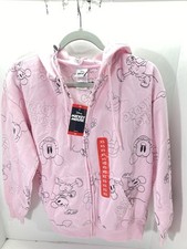 Disney Mickey Mouse Hoodie Sweatshirt Women Size XS Pink AOP Full Zip Fleece NWT