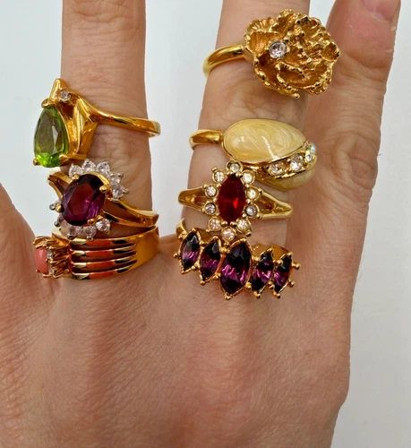 Vintage  Ring Lot 7 pc  Size 6  7 -  8 Costume Jewelry Mix Vintage to Modern