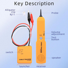 Yellow Cable Finder Tone Generator Probe Tracer Wire Tracker Cable Circuit Te...