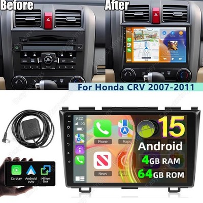 Android 15 Apple Carplay Car Stereo Radio GPS For 2007-2011 Honda CRV +Cam 64GB