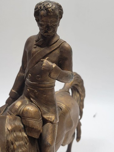 Vintage Cast Metal Horse & Rider Statue โ Bronzed Military Figure on Horseback - Picture 17 of 17
