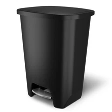 Glad Trash Can with Lid, Stainless Foot Pedal & Garbage Bag Rings, 20 Gal, Black