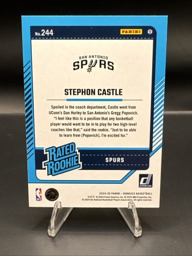 2024-25 Panini Donruss - Rated Rookie Stephon Castle #244 Holo Green Laser (RC) - Picture 2 of 2