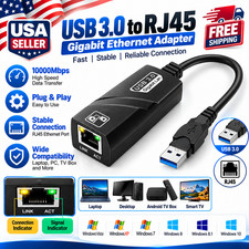 USB 3.0 Gigabit Ethernet LAN RJ45 1000Mbps Network Adapter For Windows PC Mac...