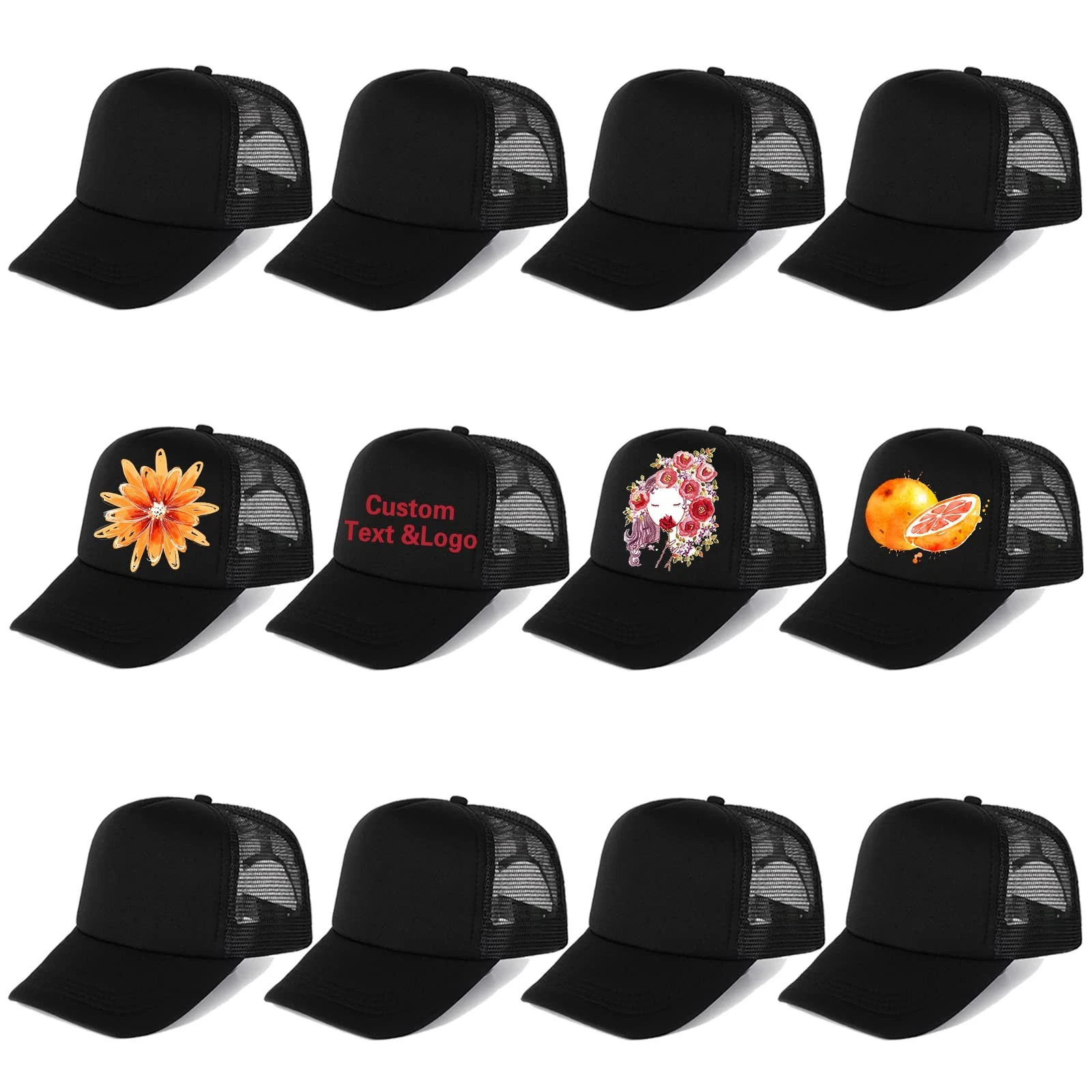12 Pack Trucker Hat Summer Mesh Sublimation Blank Hats Adjustable Snapback Ba...