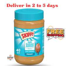 Skippy No Sugar Added Creamy Peanut Butter, Large 40 oz Jar