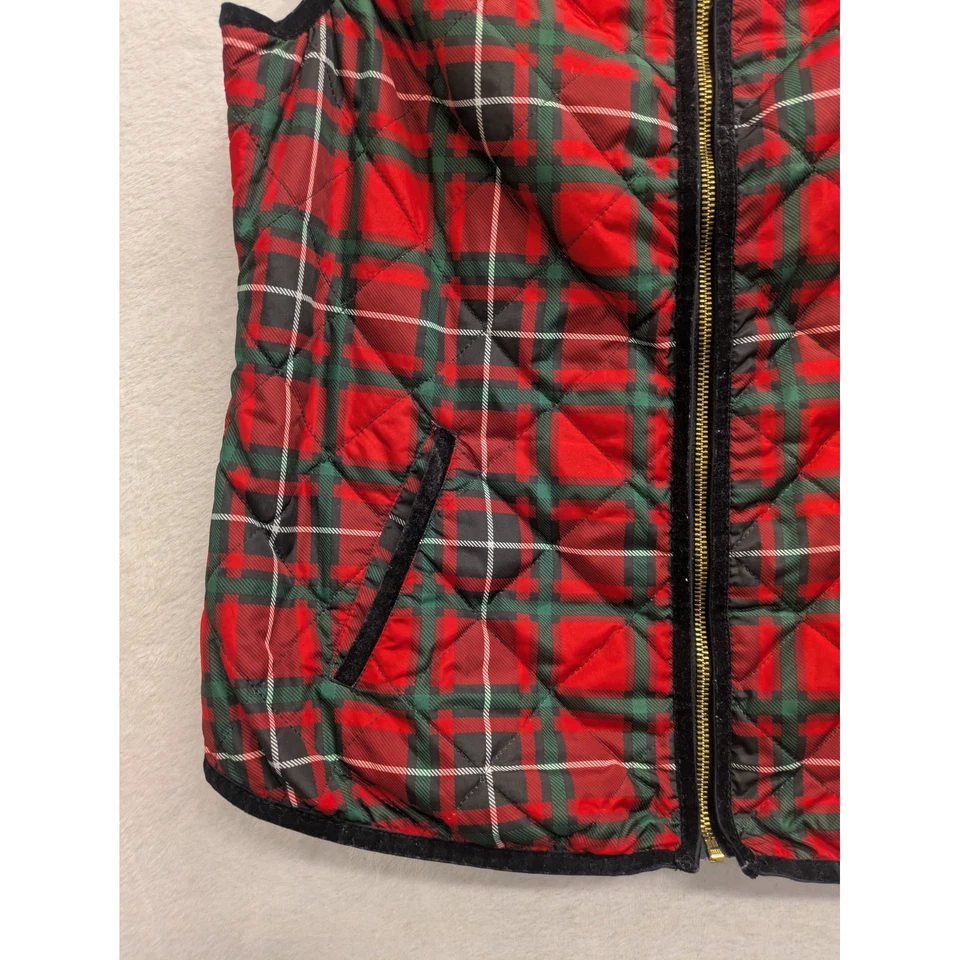 Chaleco a Cuadros Acolchado Azul Marino Antiguo para Mujer Rojo Verde Blanco Bolsillos con Cremallera Completa Talla M Foto 2 de 4